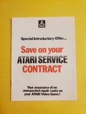 Atari Service Contract Insert 1982