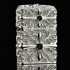 Zippo Feuerzeug Asia Full Cover Custom / Elegant Cross in Cubic Silver Holzbox