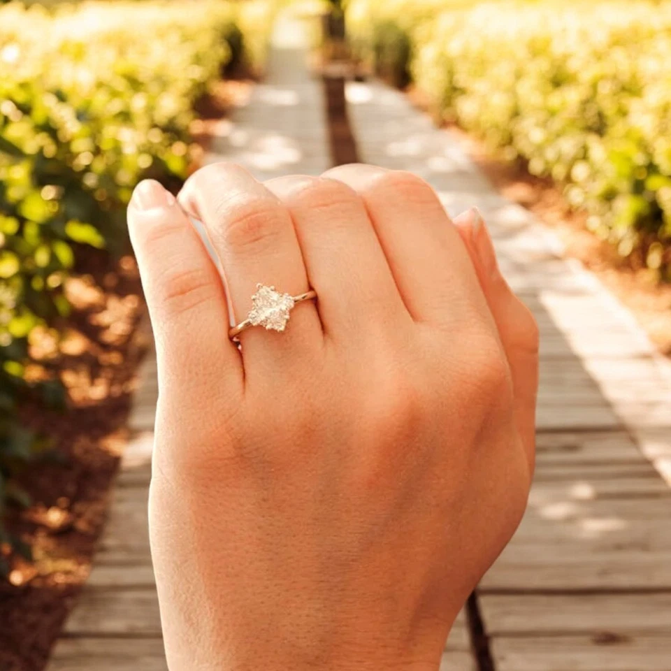 Wedding Diamond Ring Lab Grown Marquise 1.7 Carat IGI Certified 14k Rose Gold - Image 3 of 4