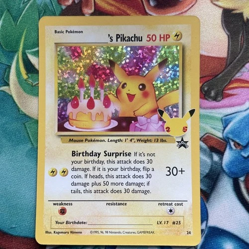 Birthday Pikachu 24 - SWSH Celebrations 25th - Pokemon Card - Near Mint - lot A