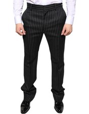 Dolce & Gabbana Black Stripes Skinny Men Dress Men's Pants Authentic