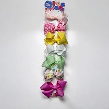7pc Girls Boutique Hair Bows Alligator Clips Spring Easter Floral Pastel Set