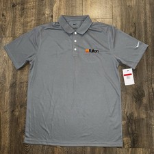 NWT Nike Men's Shirt Size L Gray Dri Fit Polo Golf Short Sleeve-Company Logo