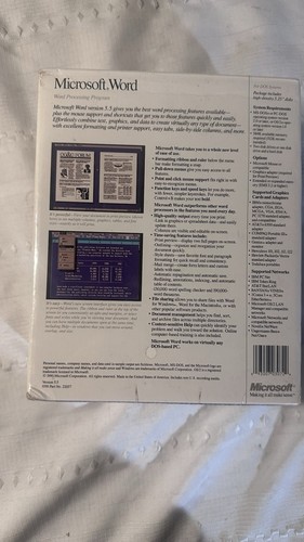 Microsoft Word Version 5.5 For DOS Systems Sealed NOS Brand New Never Used - Afbeelding 3 van 6