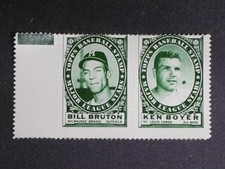 1961 Topps Baseball Stamp Bill Bruton & Ken Boyer W/ Tab Full Panel NM