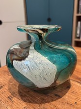 Mid-Century Large Mdina Glass Tiger Pattern Vase :  Signed