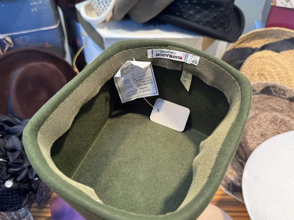 Saint Laurent - Sombreros Rive Gauche para mujer - Verde militar y malva Foto 3 de 4