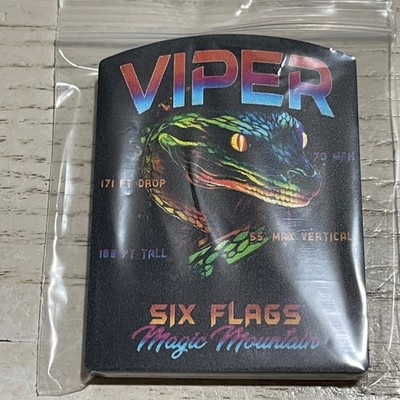 Six Flags Magic Mountain Viper Wood Magnet New