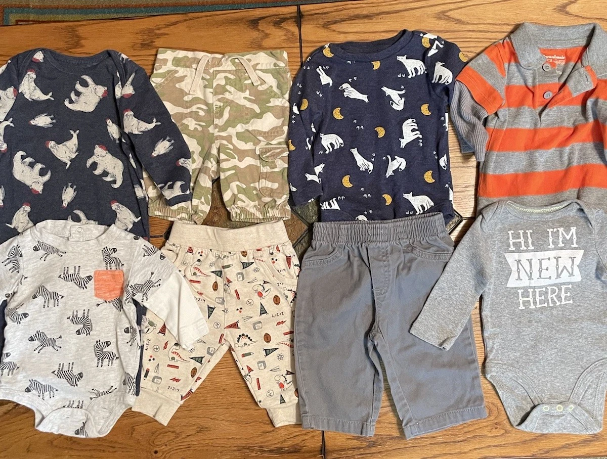 8 Pc Infant Boys Winter Clothing Lot of 0-3 Months Old Navy Grammars Cat & Jack