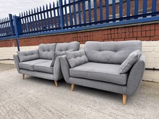 DFS French Connection Zinc Grey Sofa & Cuddle Chair - Can Deliver