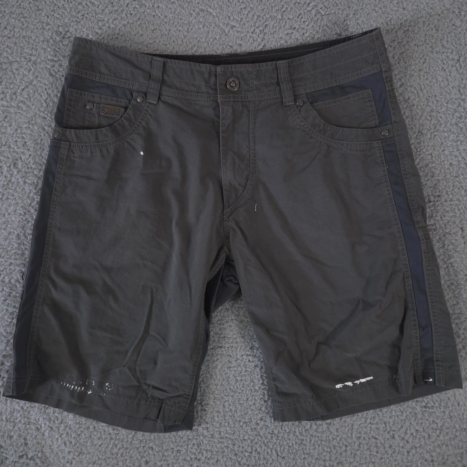 Kuhl Radikl Shorts Mens 34 Gray 10" Cargo Outdoor Hiking Gorpcore Stretch Cotton