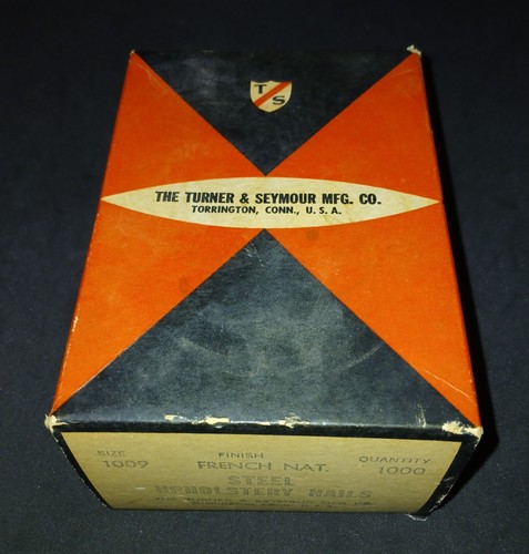 FULL BOX Upholstery Nails, Turner & Seymour: Steel,French Nat, Quantity:1000