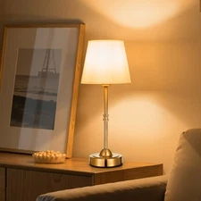 VEVOR Cordless Table Lamp 5200mAh Rechargeable Battery Desk Lamp Fabric Shade