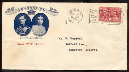 CANADA 1937 CORONATION FIRST DAY COVER FINE USED.  A225