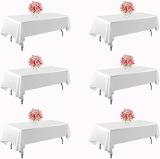 White Table Cloth Rectangle Tablecloth 60x102 Inch 6 Pack,Polyester Table