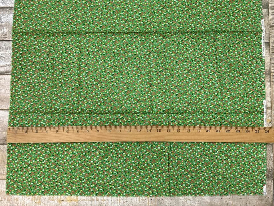 Cranston Green Calico Fabric Small Tiny Floral Vintage VIP Fabrics 33x26” - Image 2 of 4
