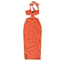 Halter Bodycon Maxi Dress Orange Womens Small