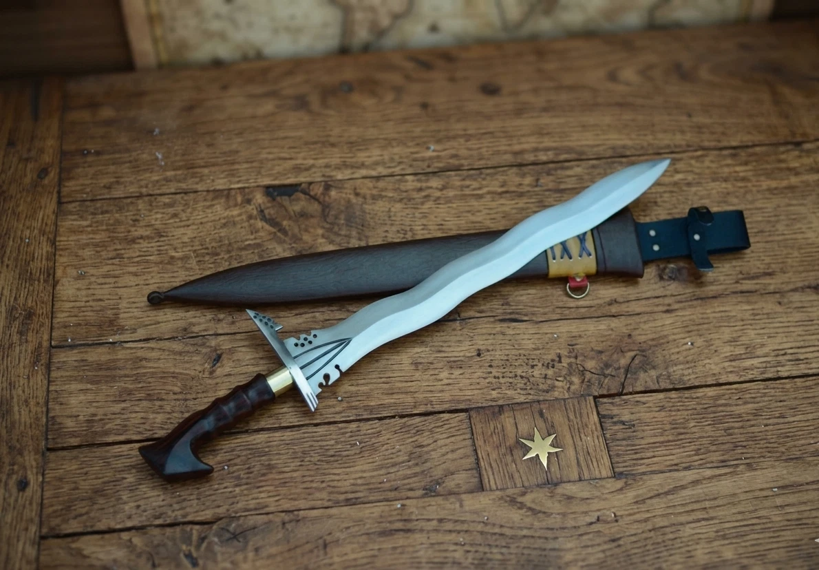 Custom Handmade Carbon Steel Blade Tactical Kris Sword | Hunting Camping Sword