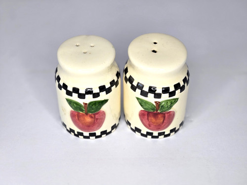 Vintage Apple  Checkerboard Salt & Pepper Shakers