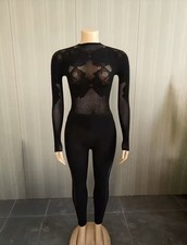 New Women 2 Piece Set Hollow Out Mesh Long Sleeve Top Leggings Female Medium 6