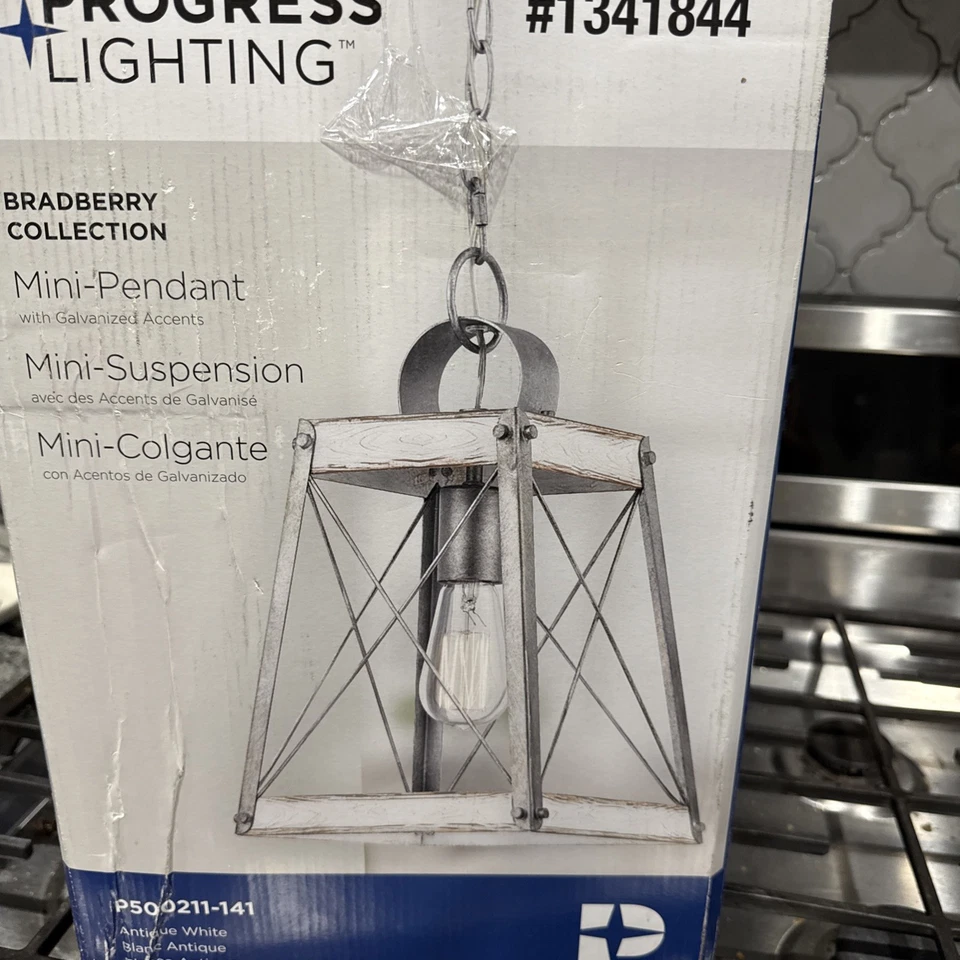 ПРОГРЕСС ОСВЕЩЕНИЯ BRADBERRY КОЛЛЕКЦИИ ПОДВЕСКА СВЕТА СТАРИННЫЙ БЕЛЫЙ ФЕРМЕРСКИЙ ДОМ NIB - Изображение 2 из 2