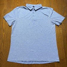 Lululemon Soft Jersey Short-Sleeve Polo Shirt Heathered Blue Twill Size Men's XL