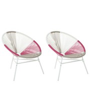 Beliani - Lot de 2 Fauteuils Spaghetti - Acapulco - Rotin PE et Acier, Rose Blan