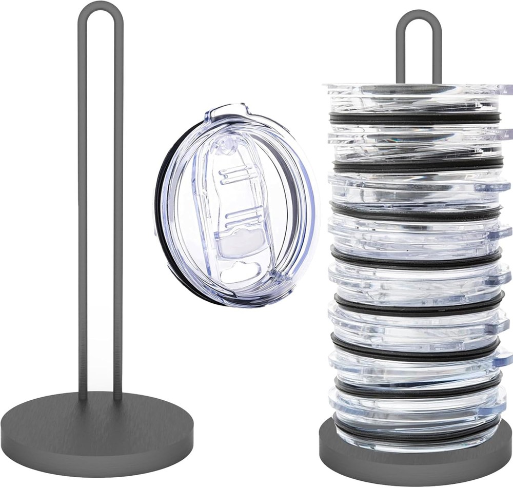 Tumbler Lid Organizer, Slim Vertical Storage for Up to 10 Lids, Clutter-Free...
