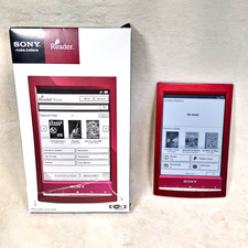 Sony PRS-T1 6" Digital Book eReader Red Touch Screen Wifi w/ Box Tested Works 