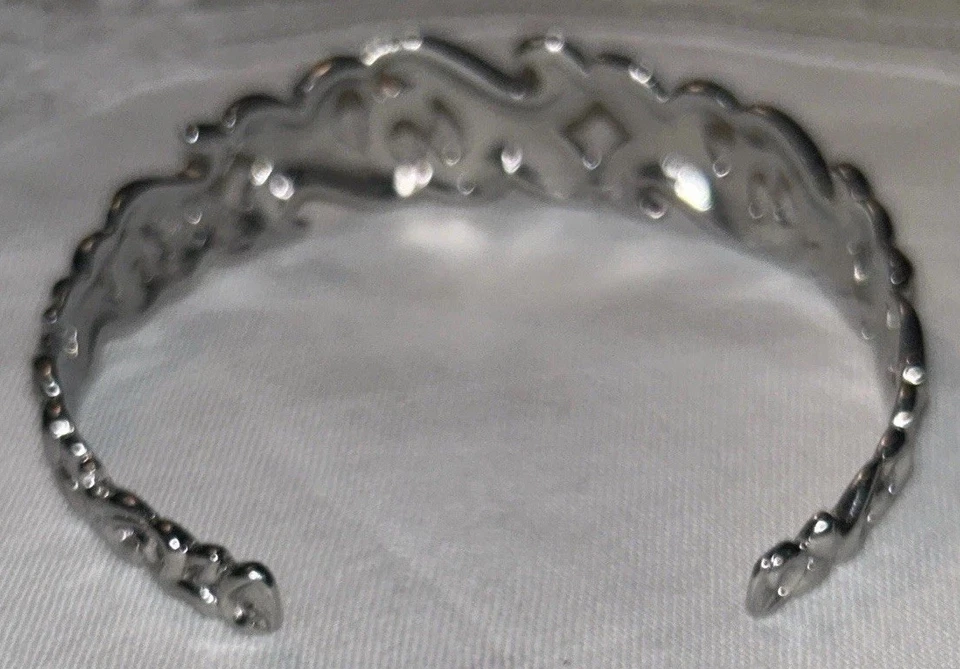 Bracelete de aço inoxidável assinado por Ross-Simons tamanho 7 floral de videira - Imagem 4 de 4