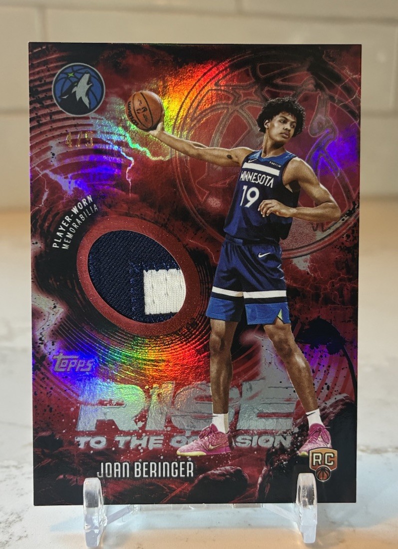 JOAN BERINGER 2025-26 Topps Rise to the Occasion RED Relic SP /5 RC TIMBERWOLVES