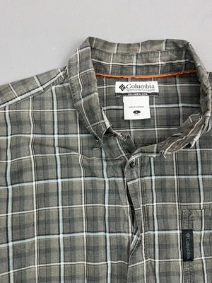 Columbia Plaid Button Up Shirt Men's Large Olive Gray Hiking Outdoor Long Sleeve - Image 1 of 4
