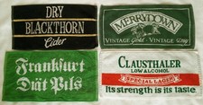 4 USED BAR TOWELS: "BLACKTHORN", "MERRYDOWN", "FRANKFURT" & "CLAUSTHALER" + FREE