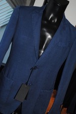 SANTANIELLO SARTORIALE GIACCA TESSUTO PURO LINO TG 46 450,00 CART. ANG1 BLU