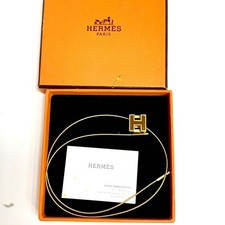 HERMES H Cube Gold Necklace H Logo