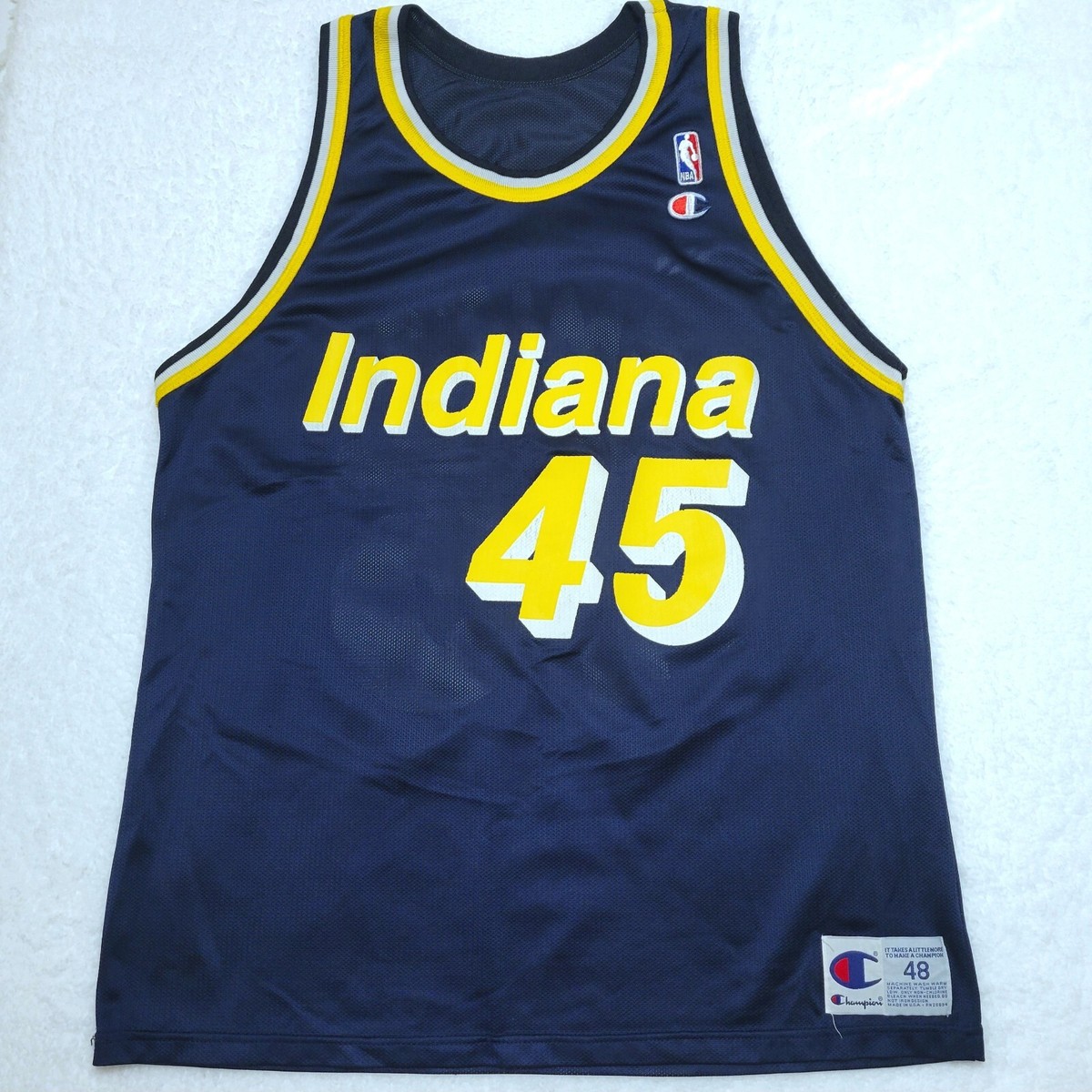 VINTAGE Champion #45 Rik Smits Indiana Pacers navy blue NBA jersey