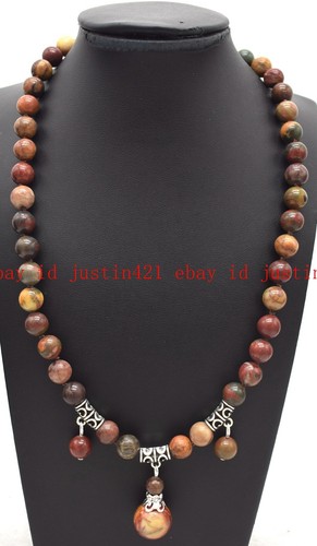 Bonito! Collar colgante de cuentas redondas de piedras preciosas multicolores naturales de 8 mm 18" AAA - Imagen 26 de 43