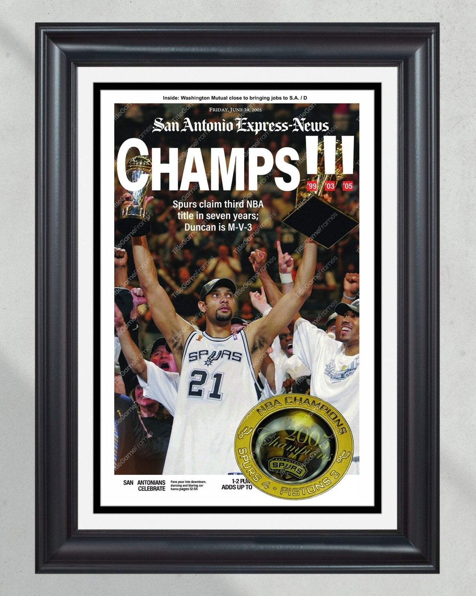 San Antonio Spurs × Champion 2005 San Antonio Spurs NBA Champion Framed Front Page
