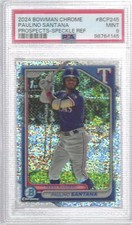 PAULINO SANTANA 2024 BOWMAN CHROME SPECKLE REFRACTOR 1ST /299 PSA 9 MINT POP 10
