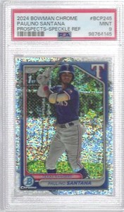 PAULINO SANTANA 2024 BOWMAN CHROME SPECKLE REFRACTOR 1ST /299 PSA 9 MINT POP 10