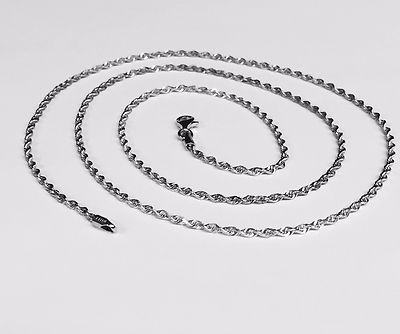14K MASSIVES WEISSGOLD SEIL Anhänger Gliederkette/Halskette 16'' 2 mm 3,6 Gramm WRO14