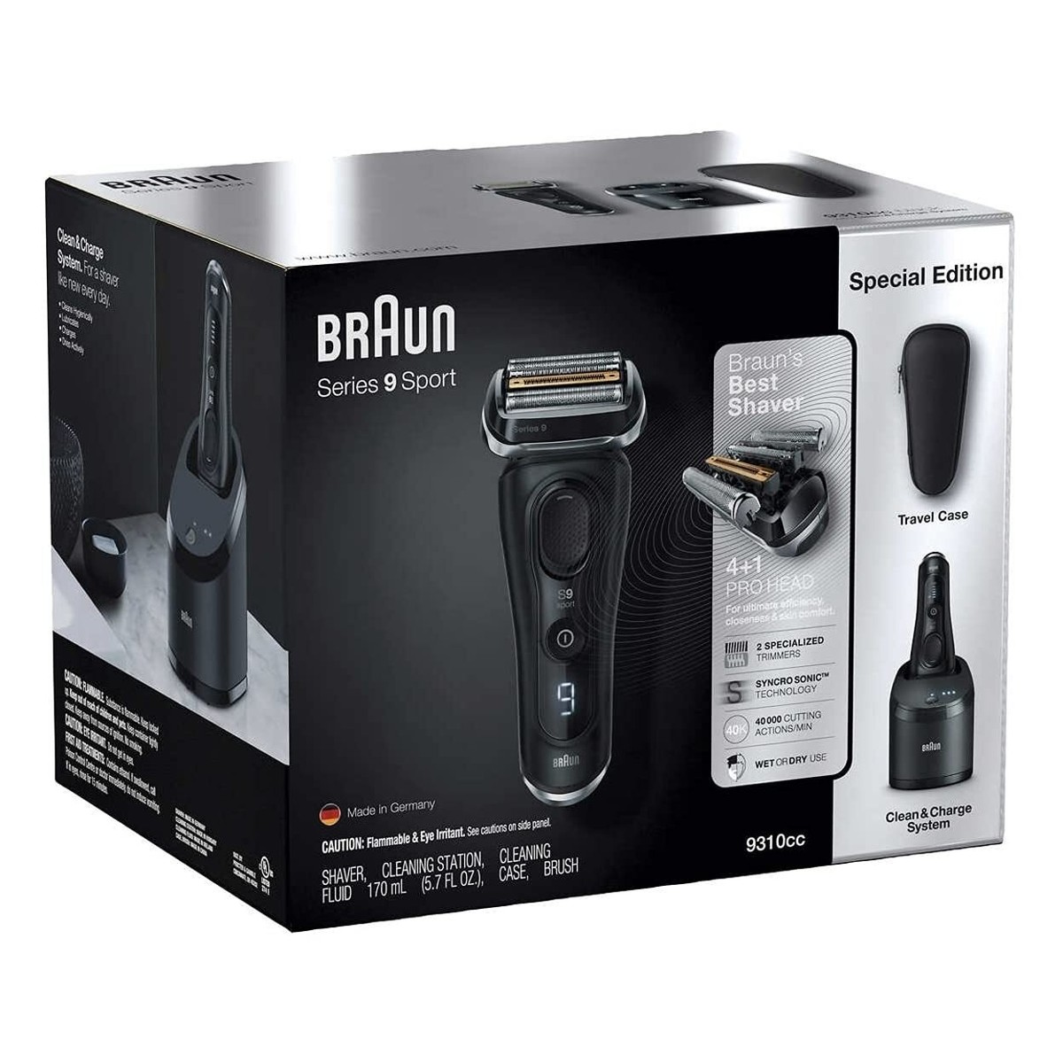 脱毛・除毛 BRAUN Series9 sport + Braun Series 9 Sport Shaver with Clean and Charge System