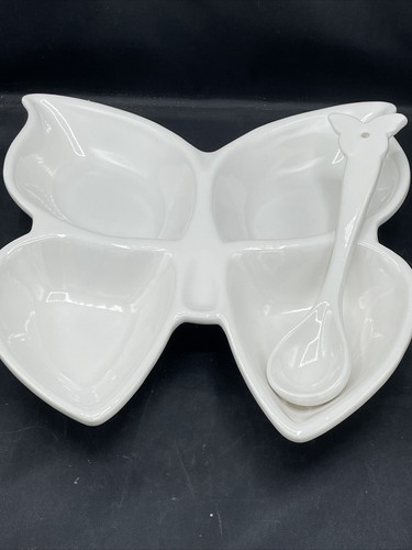Dolly Parton Butterfly 4 section platter Serving Dish with spoon White 3D Spring - Picture 13 of 20