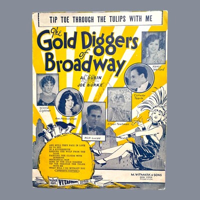 Tip Toe Through The Tulips With Me VTG Sheet Music The Gold Diggers Of Broadway