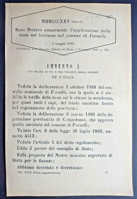 Fornelli(Is)-Regio Dekret X Anwendung Steuer Auf Das Vieh-2705