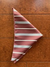 Vintage Mens Twill Striped 100 Polyester Pocket Square/Hanky