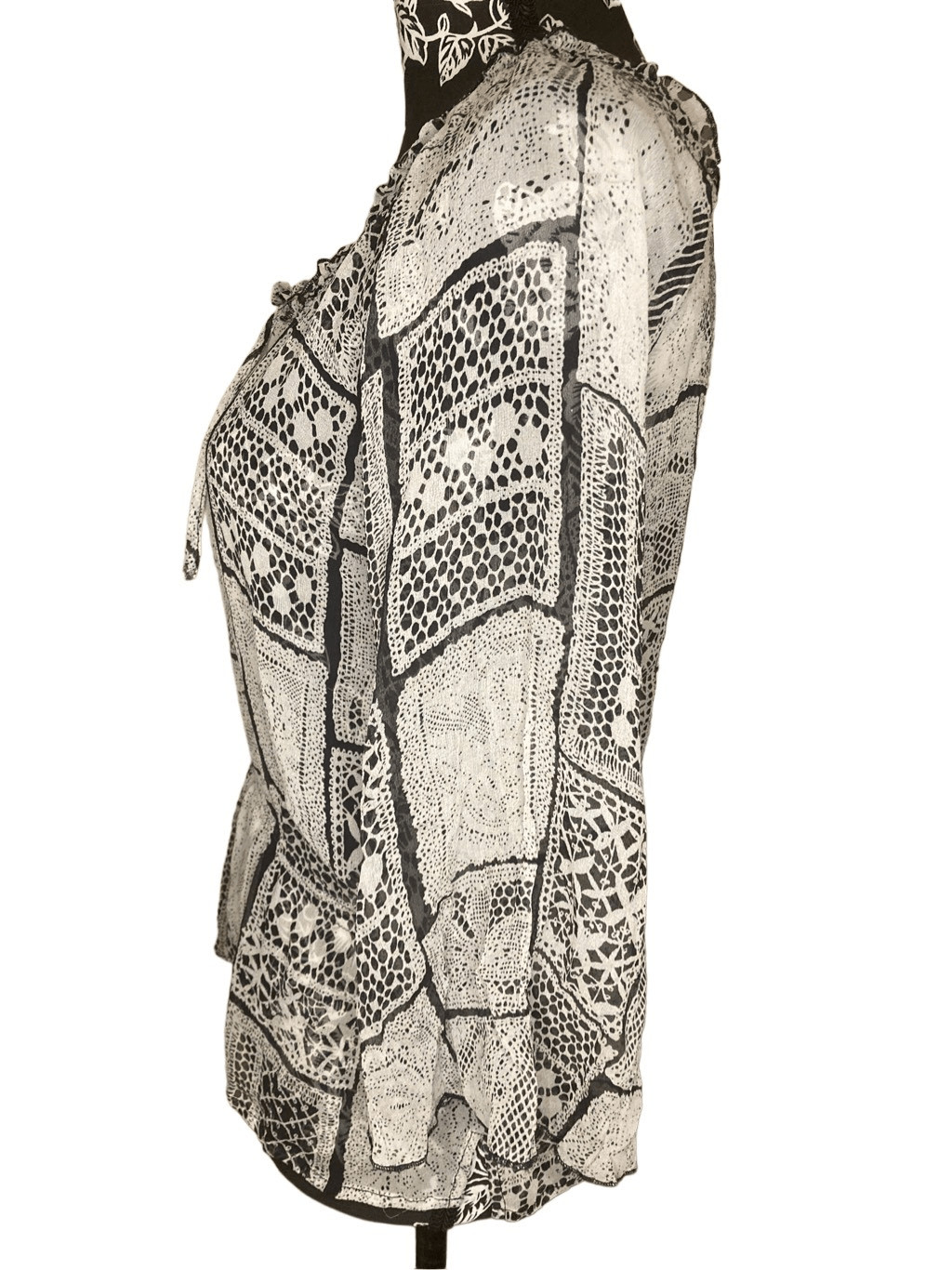 Python Snake Print Blouse Tie Closure Formal Bell… - image 4