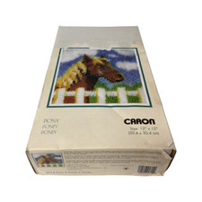 Caron WonderArt Pony 12" x 12" Latch Hook Kit 4714 Tool Included Partially Done