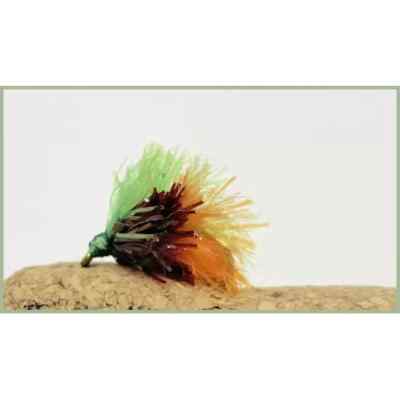 Blob Forellenfliegen, 6 x Three Tone Lime/Orange/Black Blob Größe 10 Angeln Fliegen