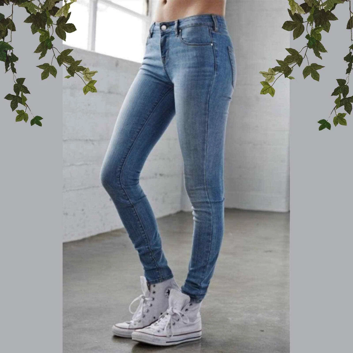 Bullhead Mid Rise Skinniest Skinny Ankle Jeans Light Blue Wash Stretchy sz 23